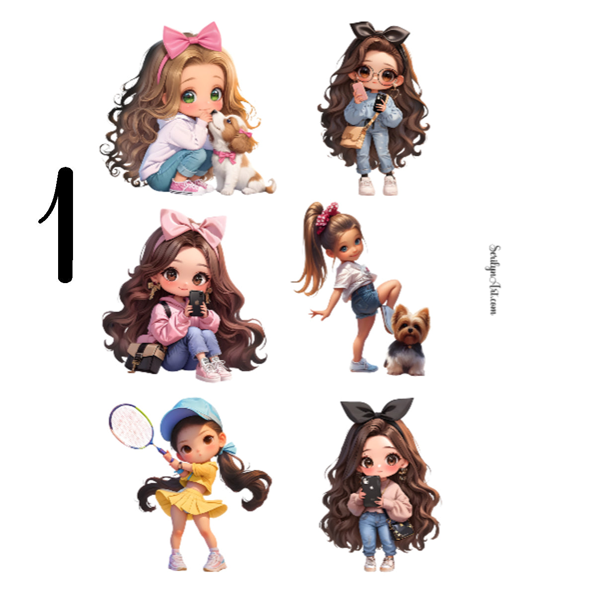 Cute Girls Sticker Sheet