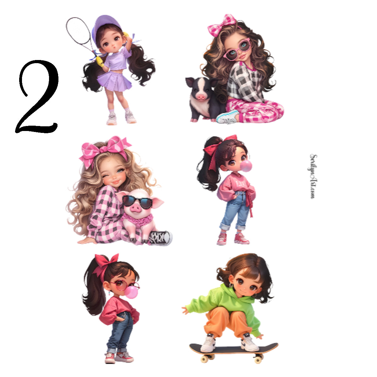 Cute Girls Sticker Sheet