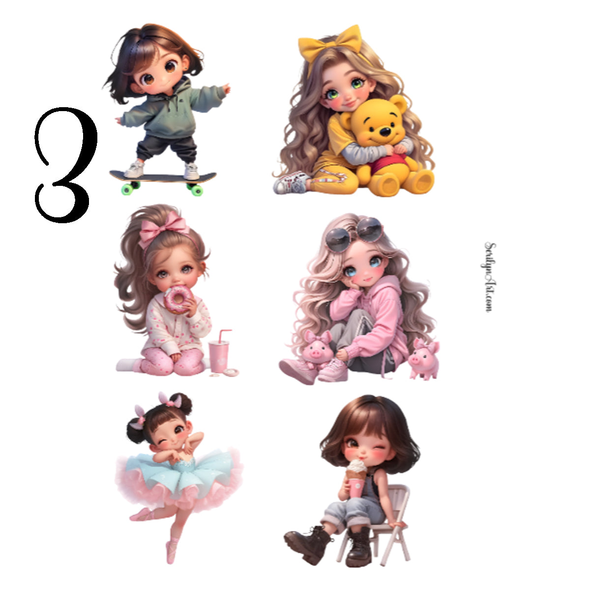 Cute Girls Sticker Sheet