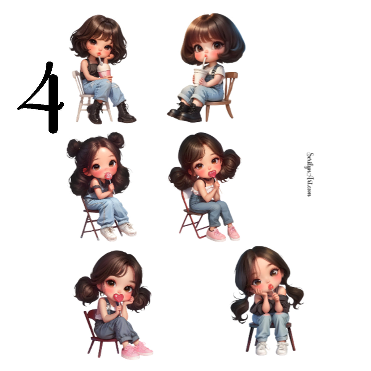 Cute Girls Sticker Sheet