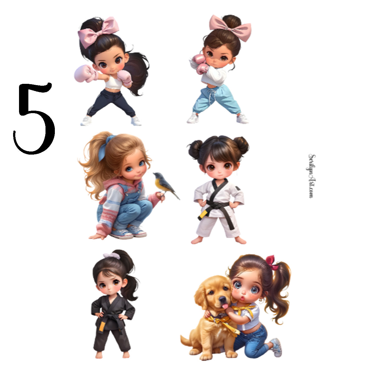 Cute Girls Sticker Sheet