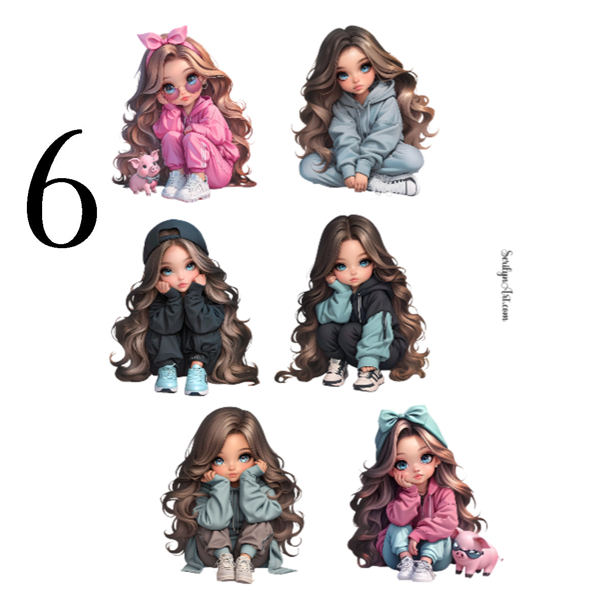 Cute Girls Sticker Sheet