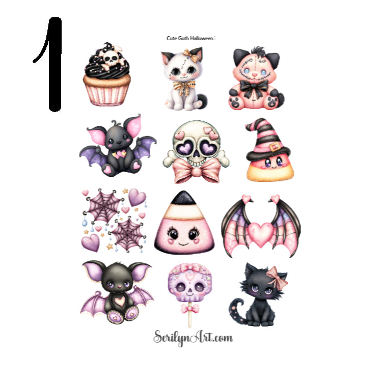 Cute Goth Halloween Sticker Sheet