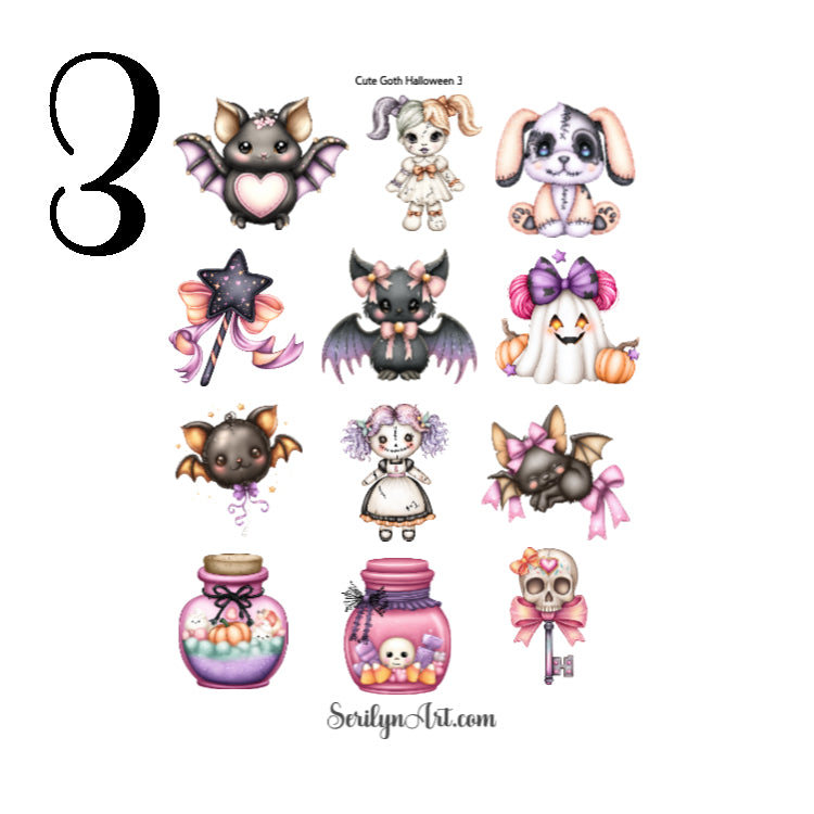Cute Goth Halloween Sticker Sheet