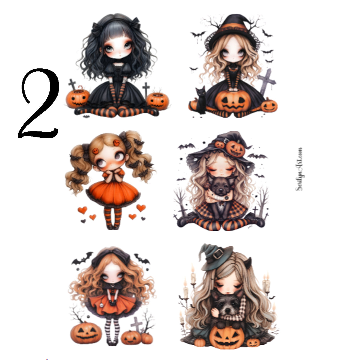 Cute Halloween Girls Sticker Sheet