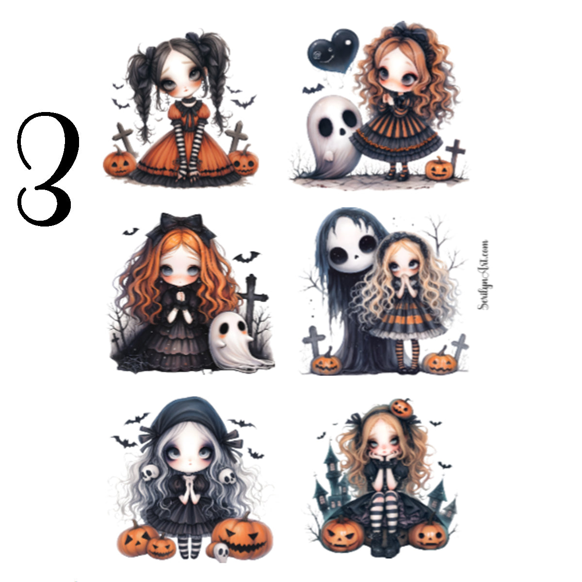 Cute Halloween Girls Sticker Sheet