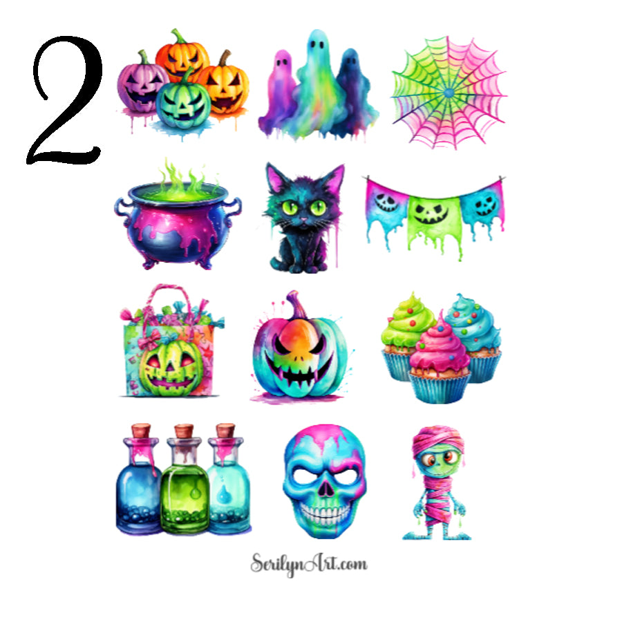 Cute Neon Halloween Sticker Sheet