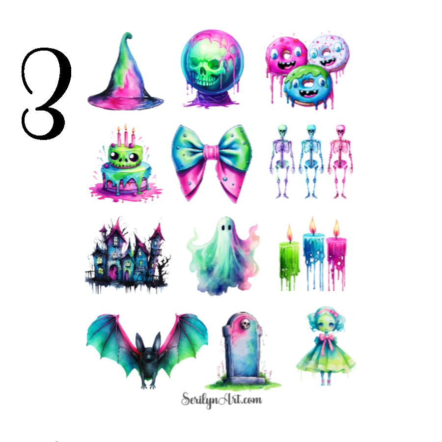 Cute Neon Halloween Sticker Sheet