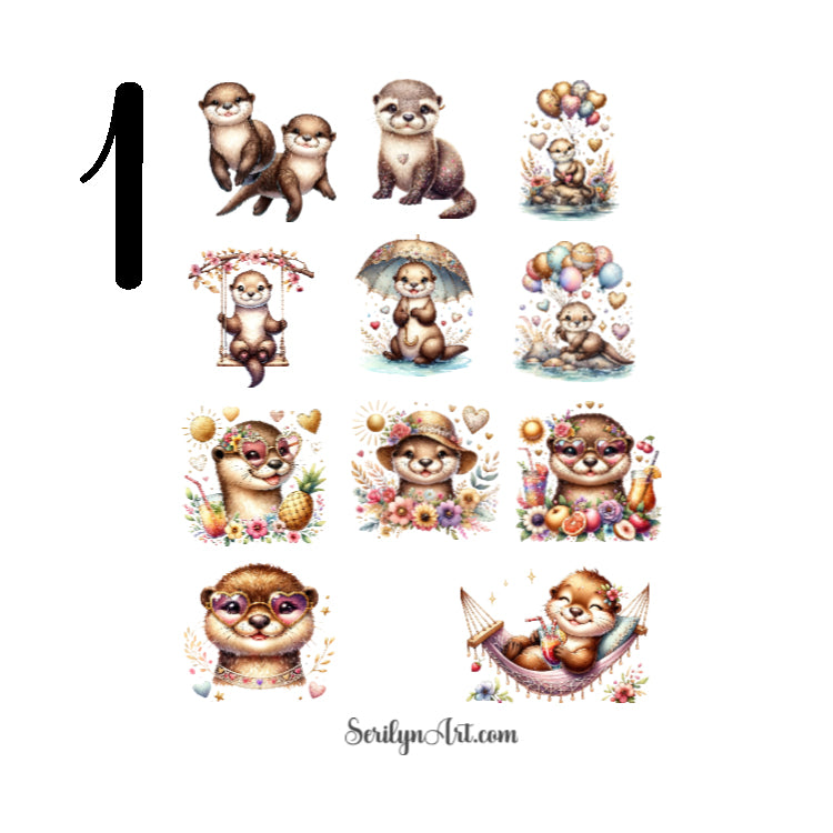 Cute Otters Sticker Sheet