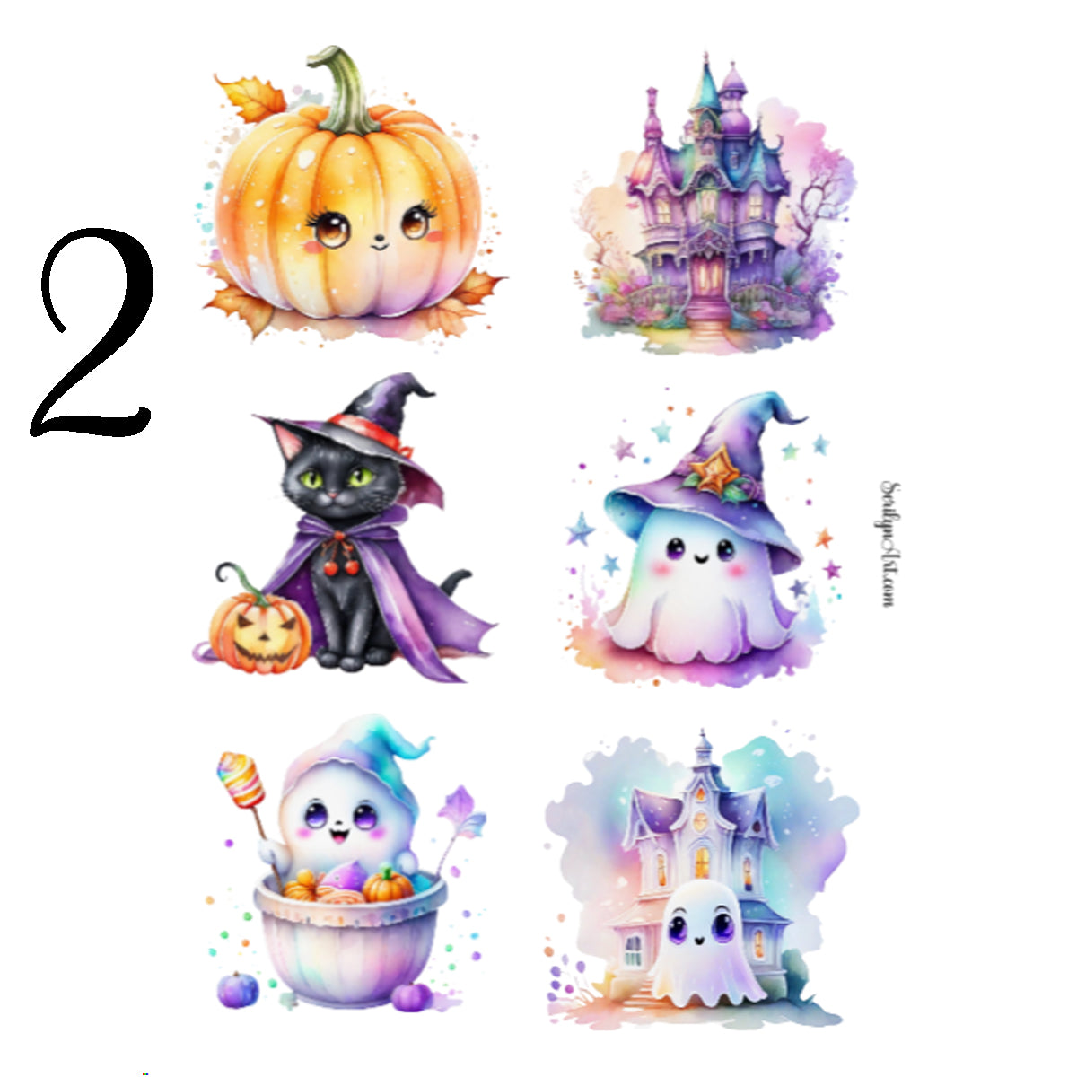 Cute Watercolor Halloween Sticker Sheet