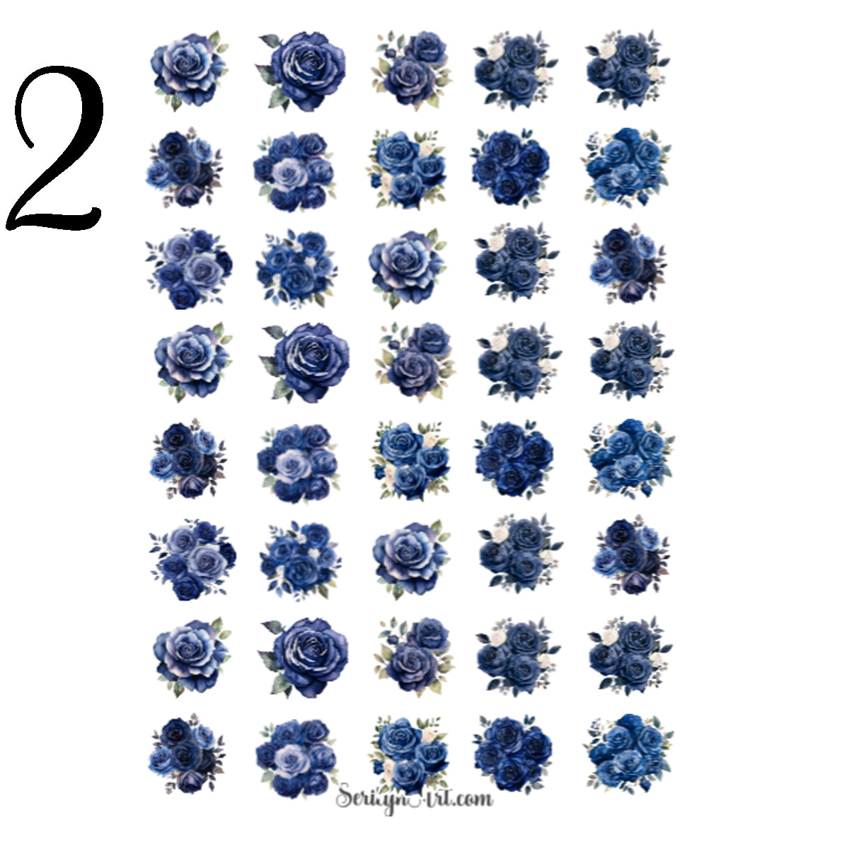 Dark Blue Roses Sticker Sheet