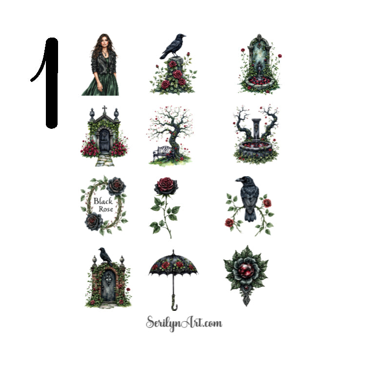 Dark Gothic Garden Sticker Sheet