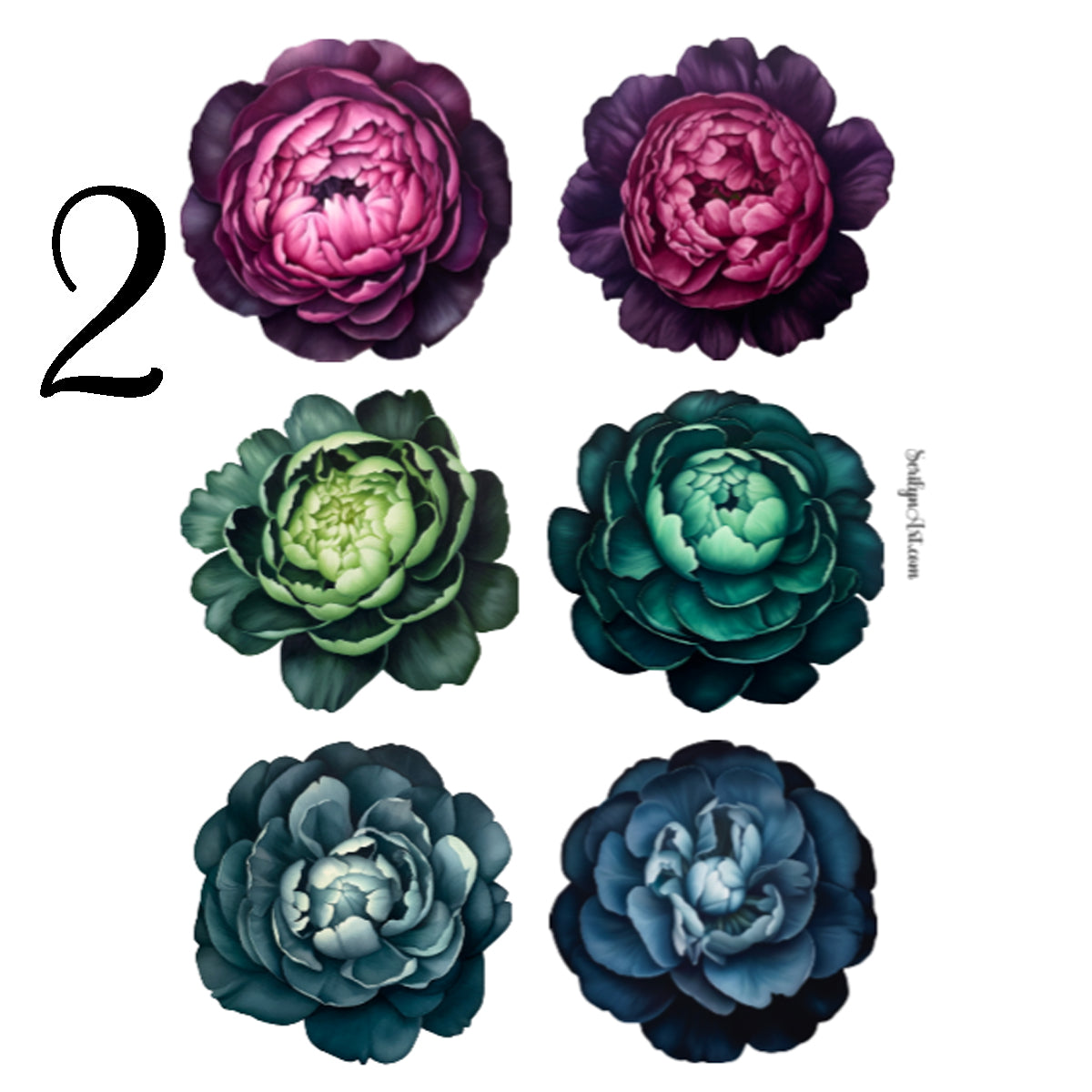Dark Peony Sticker Sheet