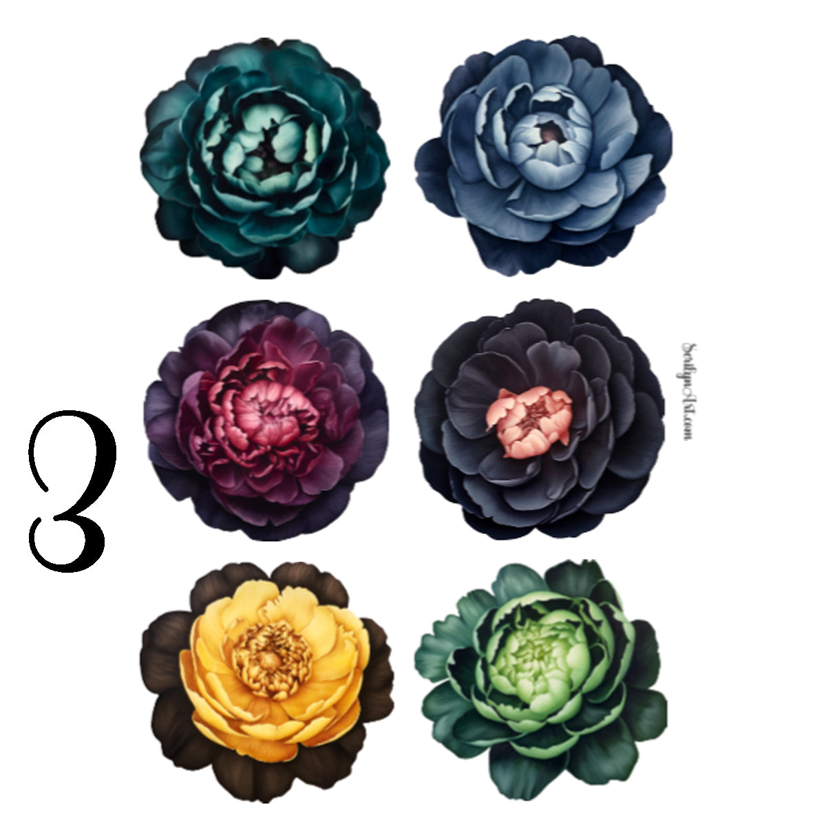 Dark Peony Sticker Sheet