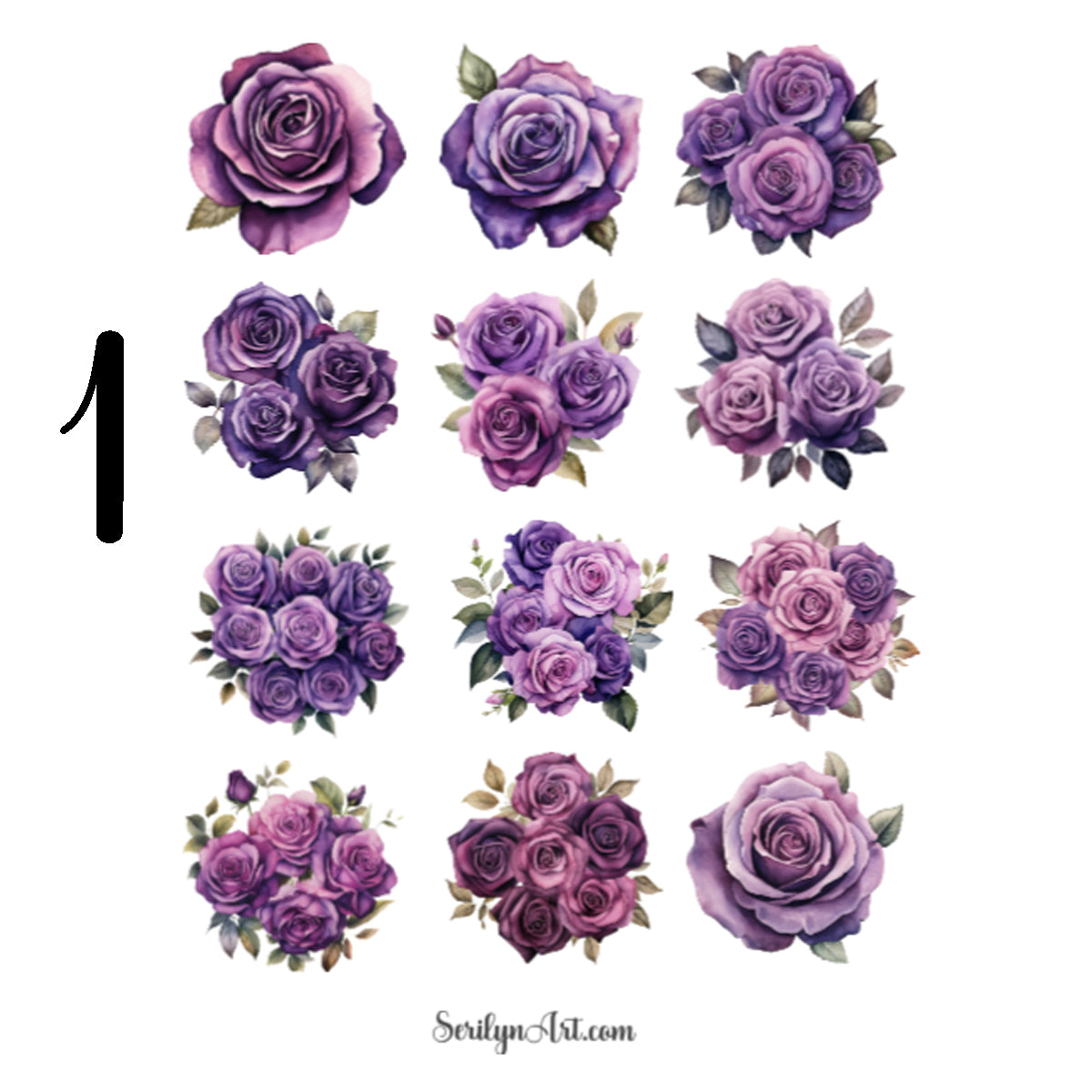 Dark Purple Roses Sticker Sheet