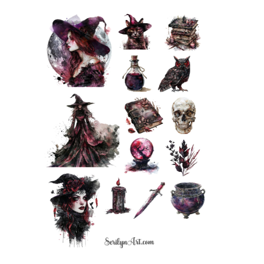 Dark and Light Witches Sticker Sheet