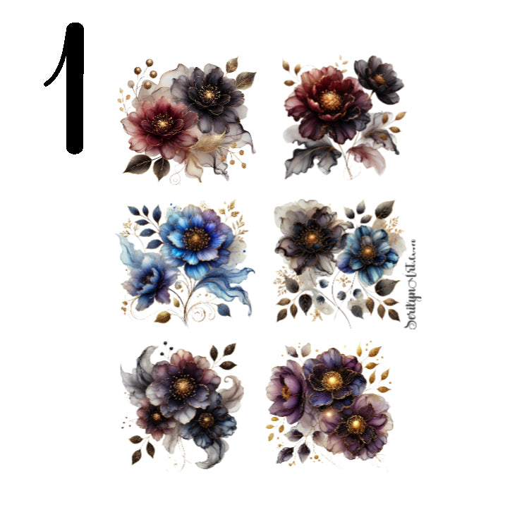 Dark and Gold Florals Sticker Sheet