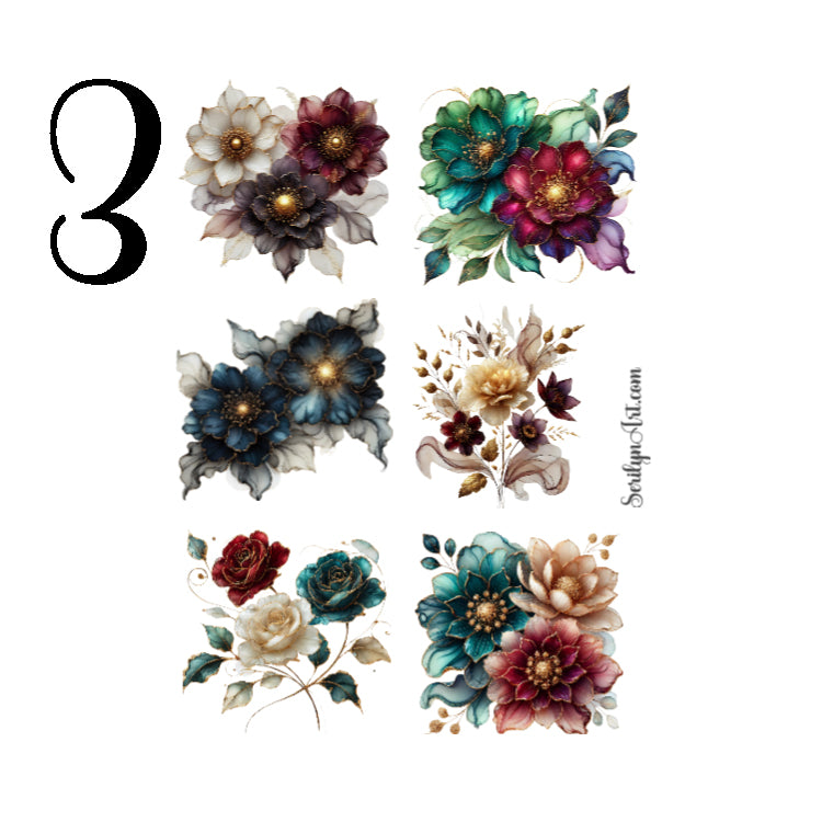 Dark and Gold Florals Sticker Sheet