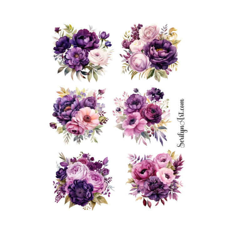Deep Purple Florals Sticker Sheet
