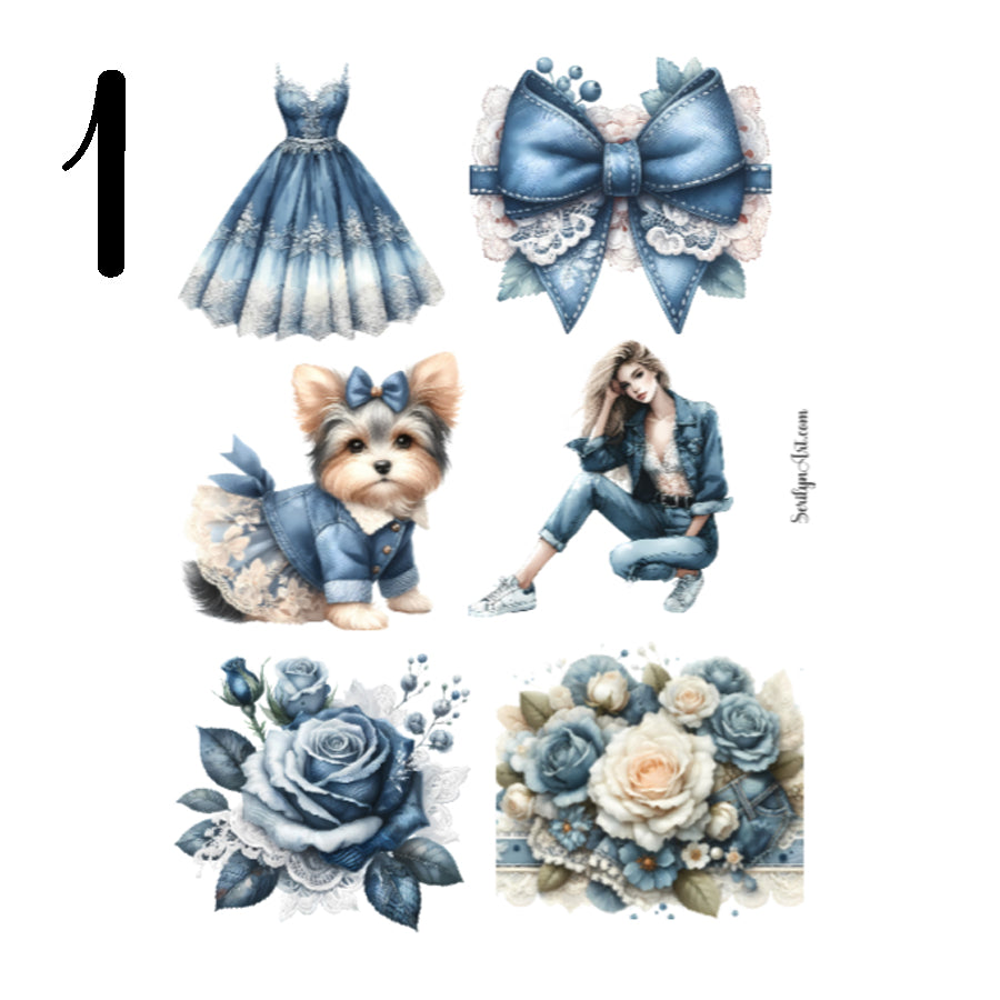 Denim and Lace Sticker Sheet