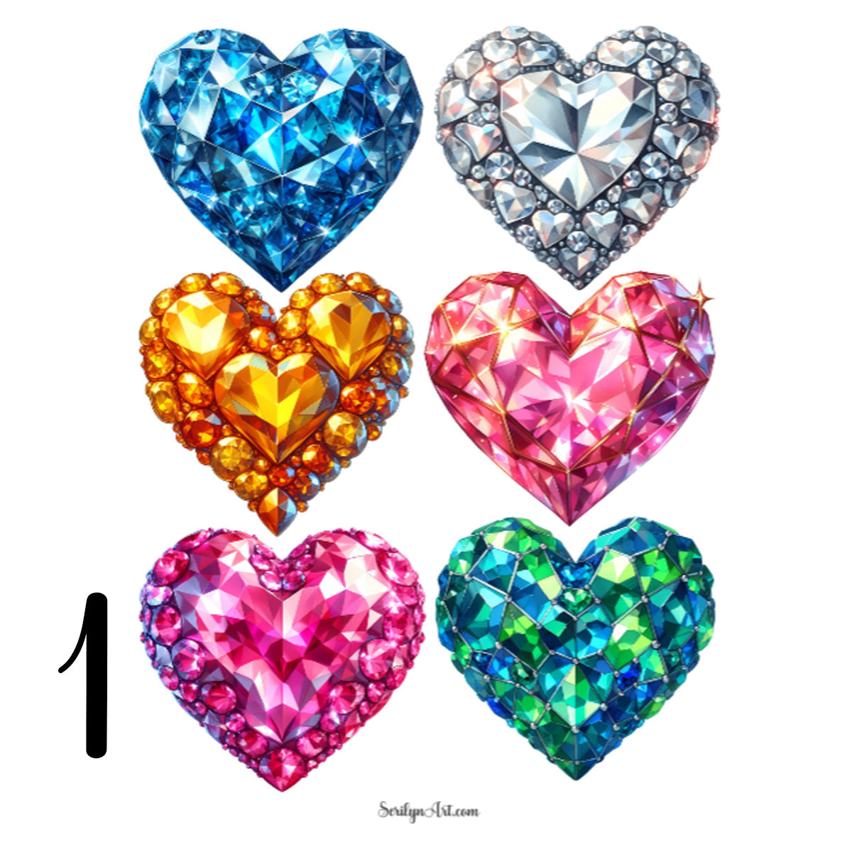 Diamond Hearts Sticker Sheet