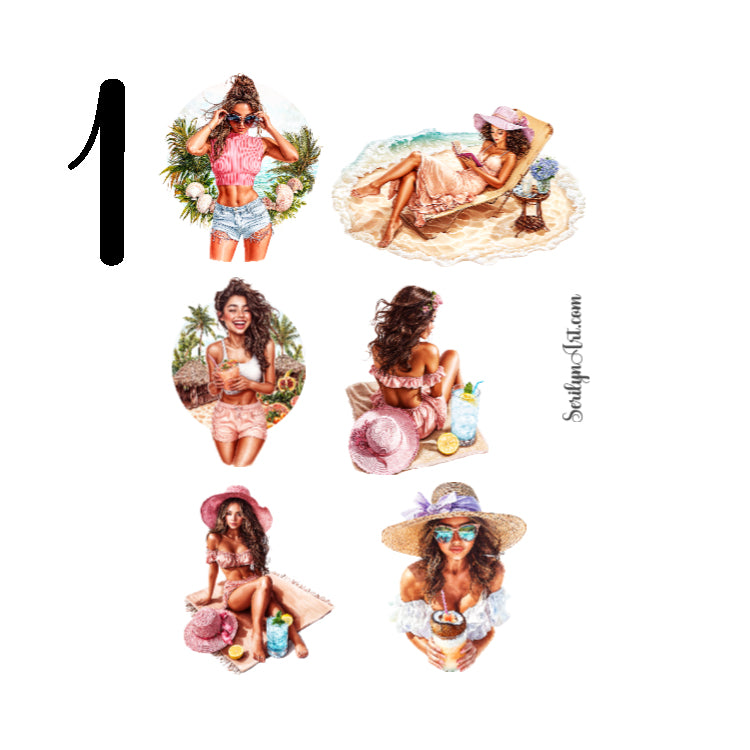 Dreamy Summer Girls Sticker Sheet