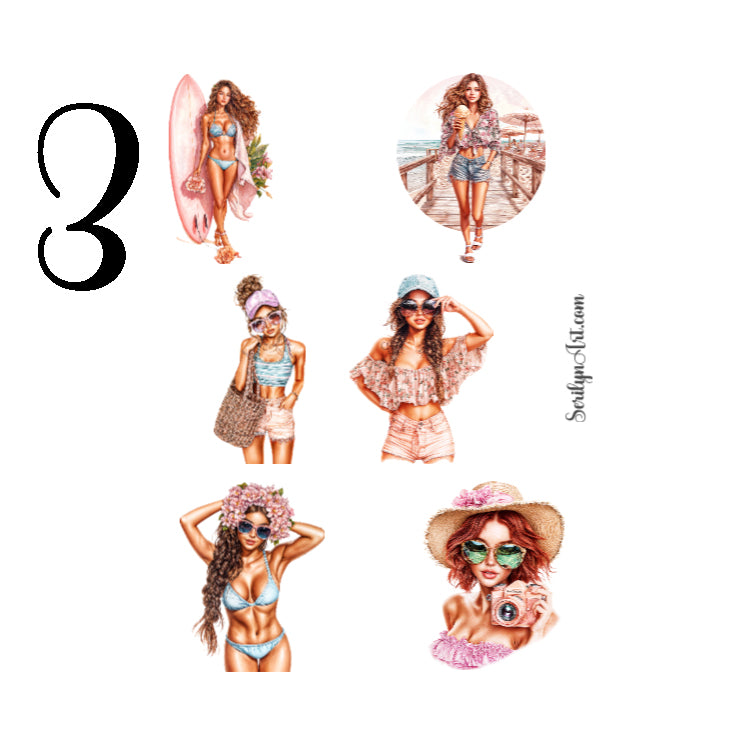 Dreamy Summer Girls Sticker Sheet