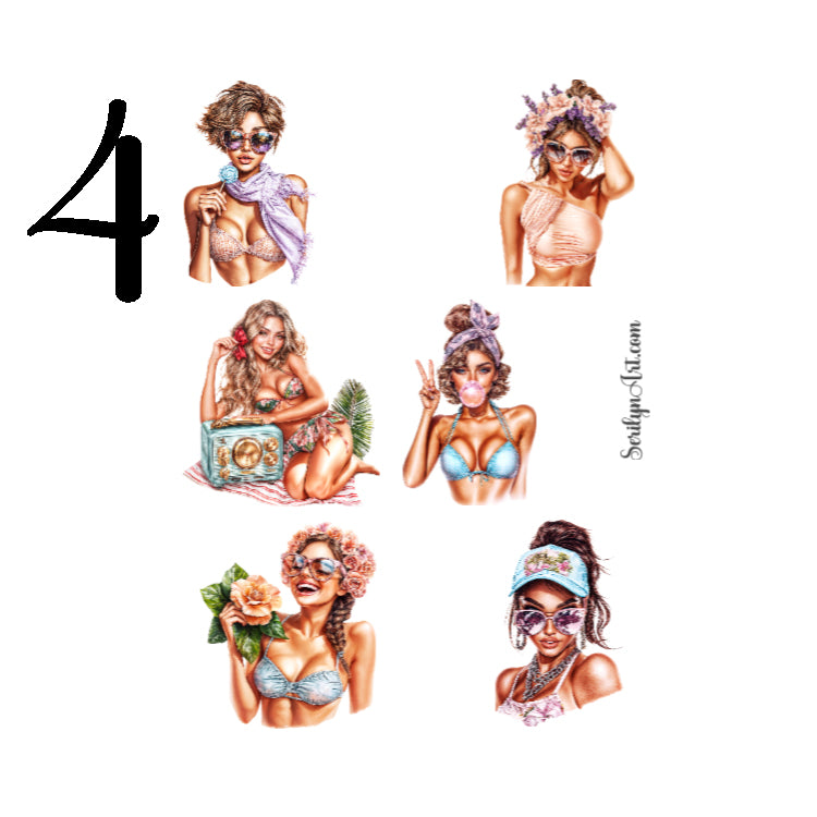 Dreamy Summer Girls Sticker Sheet