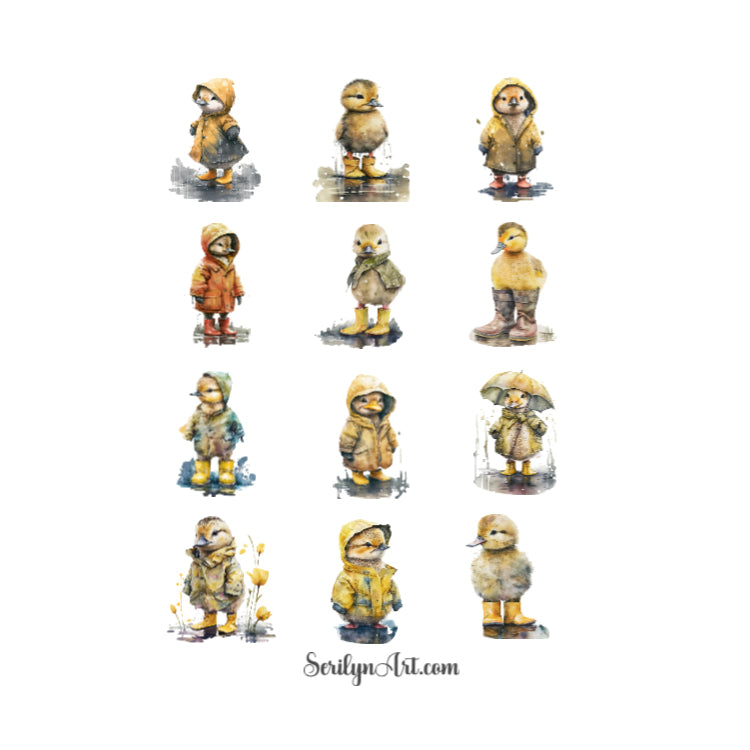 Ducks with Rainboots Sticker Sheet