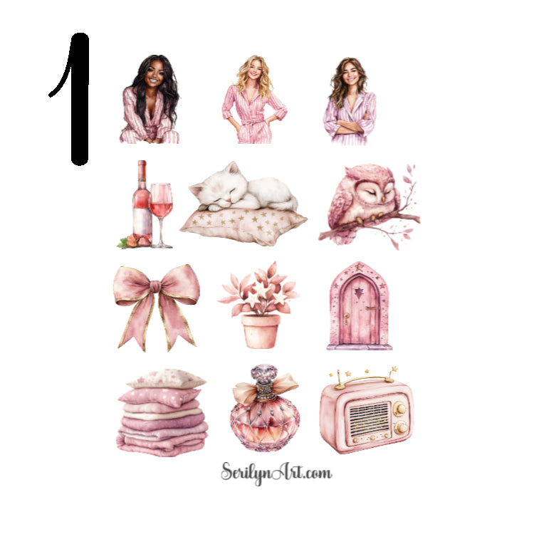 Dusty Pink Night Sticker Sheet