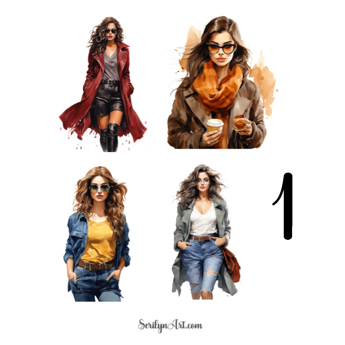 Fall Fashion Girls Sticker Sheet