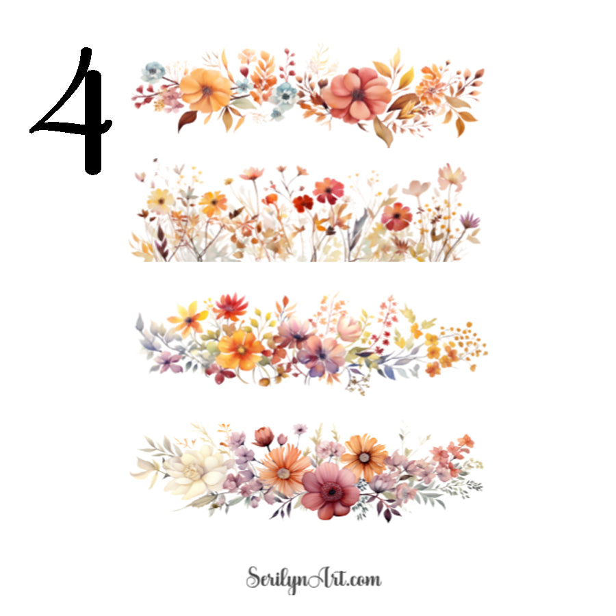 Fall Flower Borders Sticker Sheet