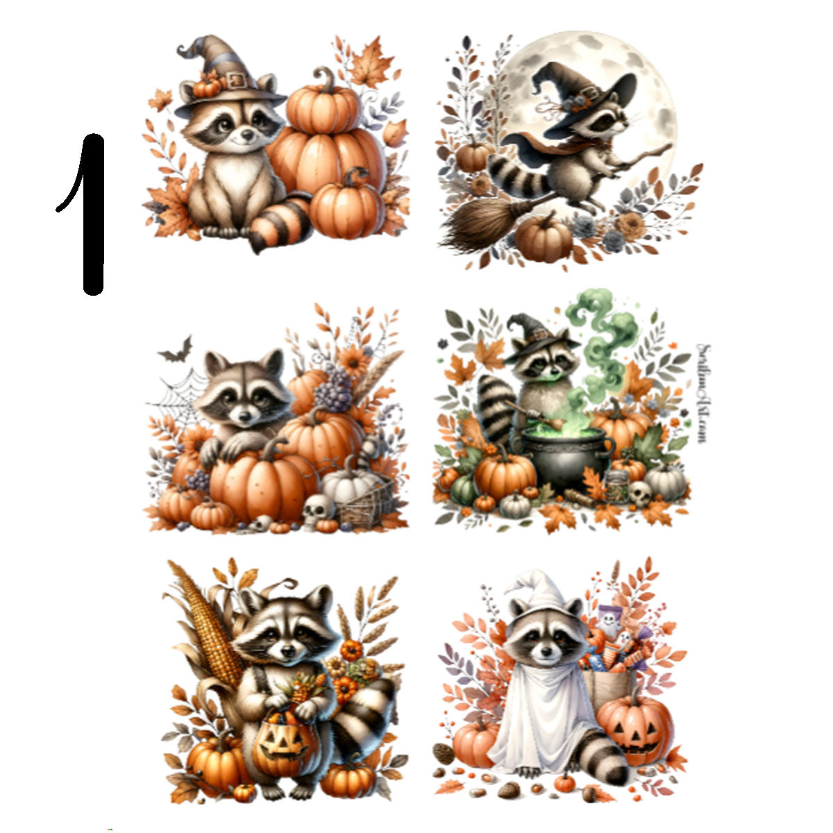 Fall Raccoons Sticker Sheet