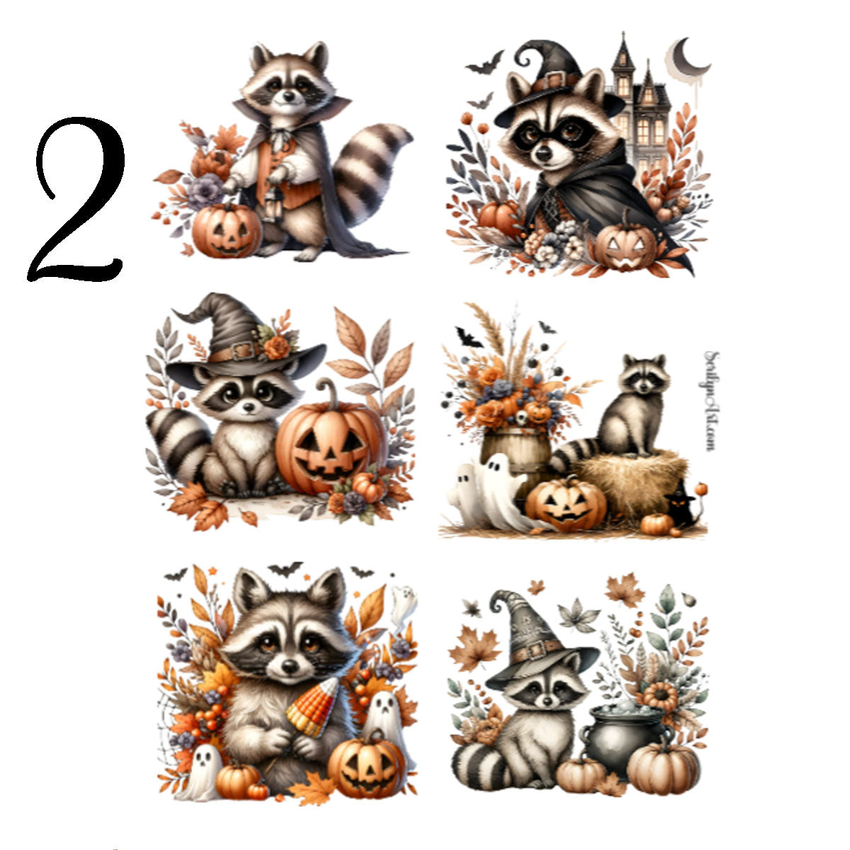 Fall Raccoons Sticker Sheet