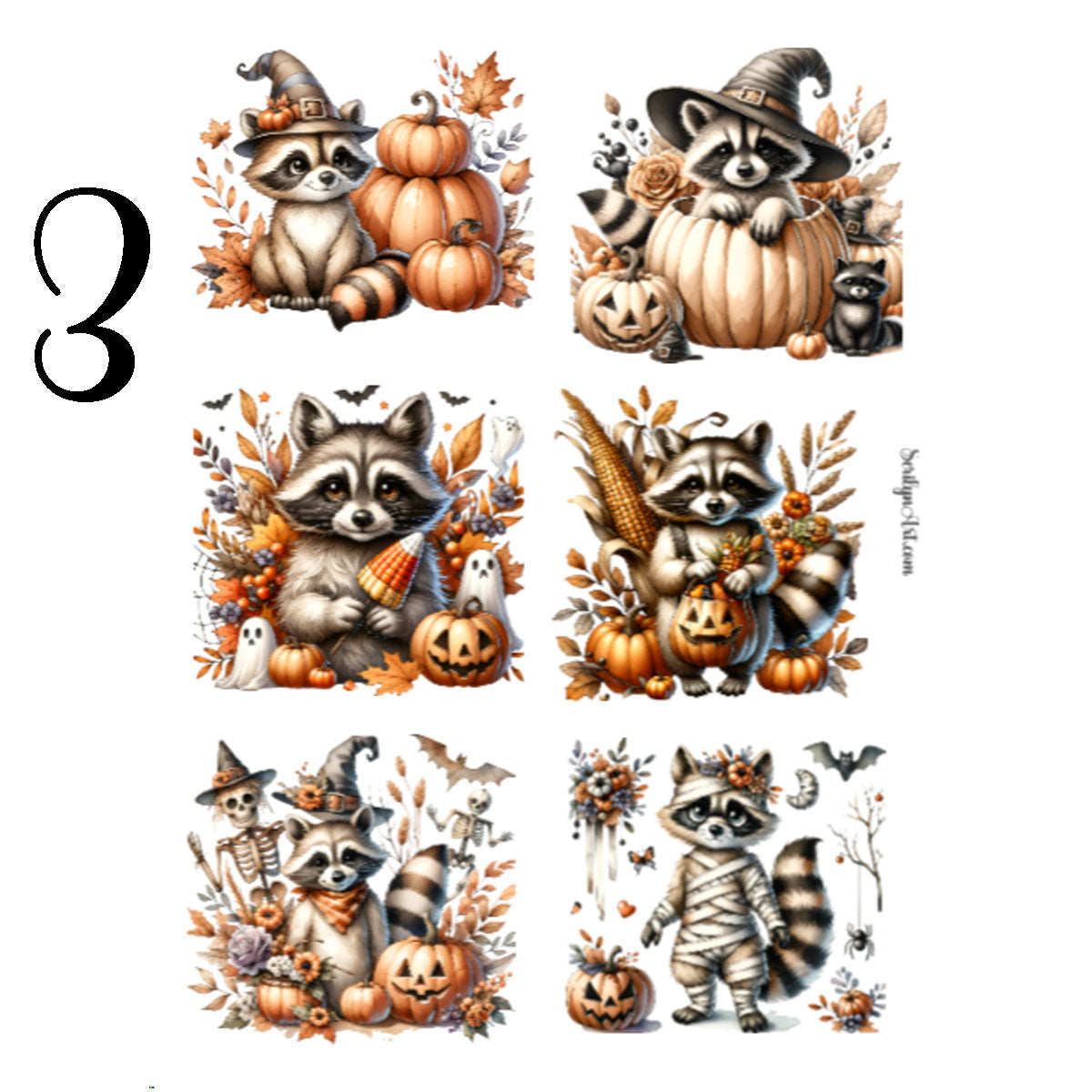 Fall Raccoons Sticker Sheet