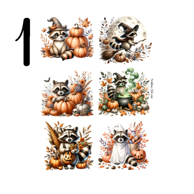 Fall Raccoons Sticker Sheet