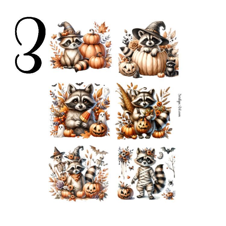 Fall Raccoons Sticker Sheet