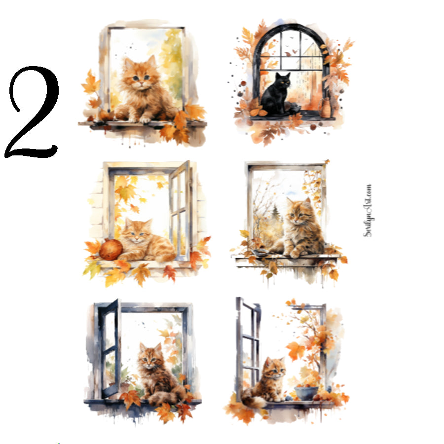Fall Window Cat Sticker Sheet