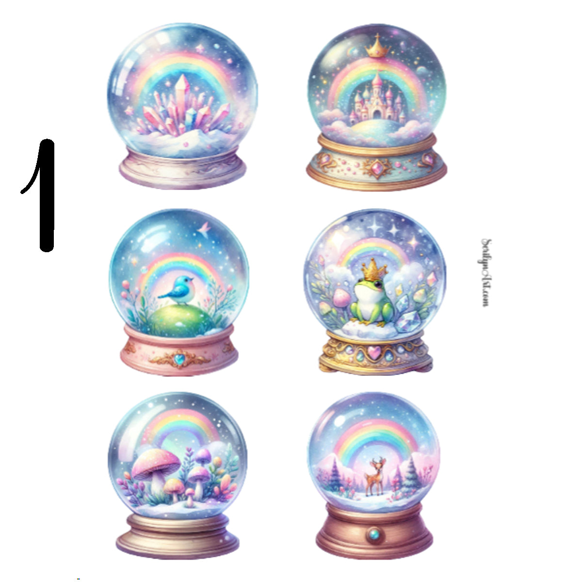 Fantasy Snow Globes Sticker Sheet