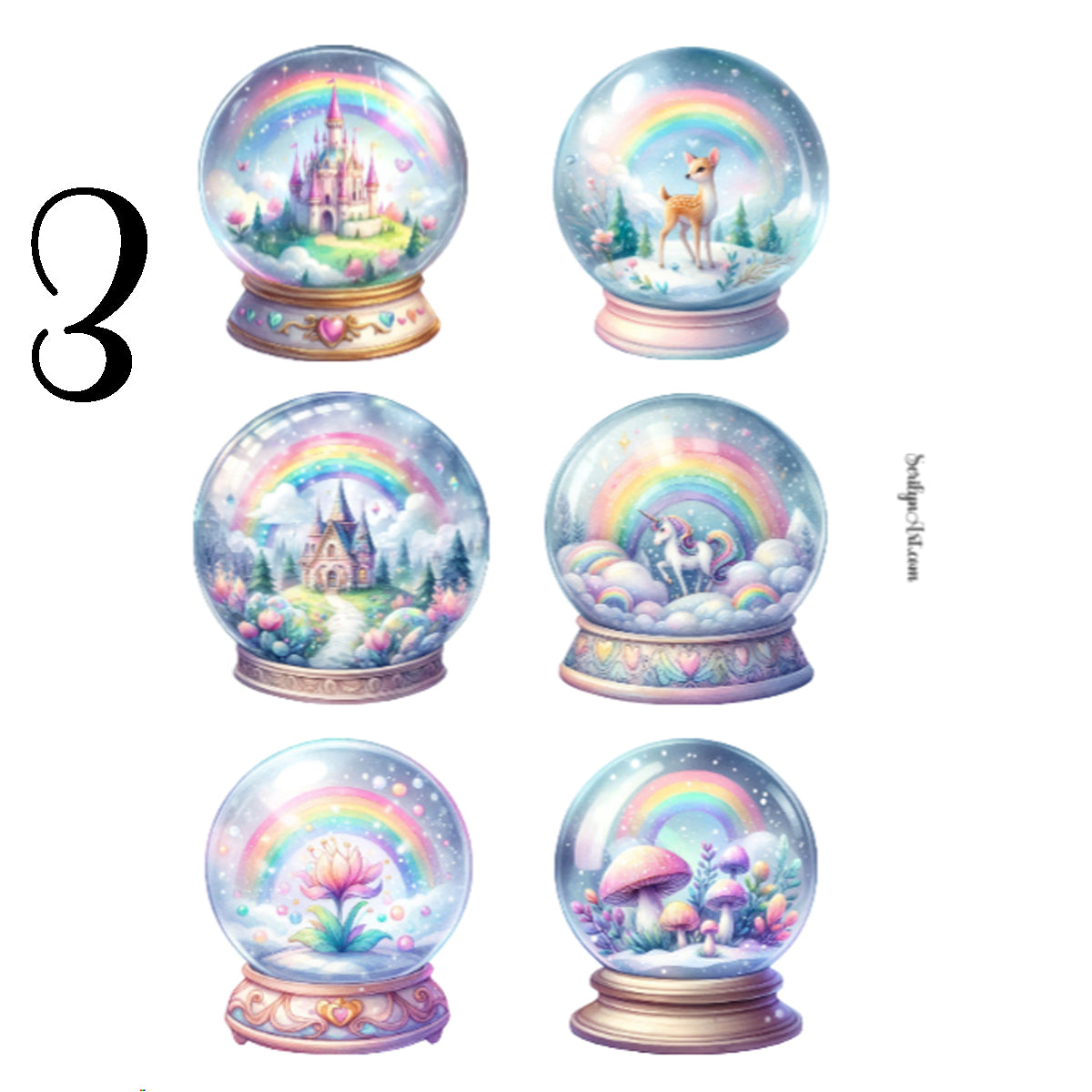 Fantasy Snow Globes Sticker Sheet