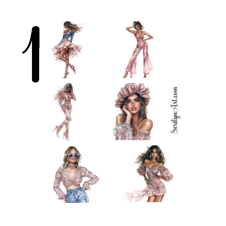 Fashion Girl Pink Sticker Sheet
