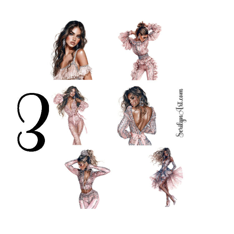 Fashion Girl Pink Sticker Sheet