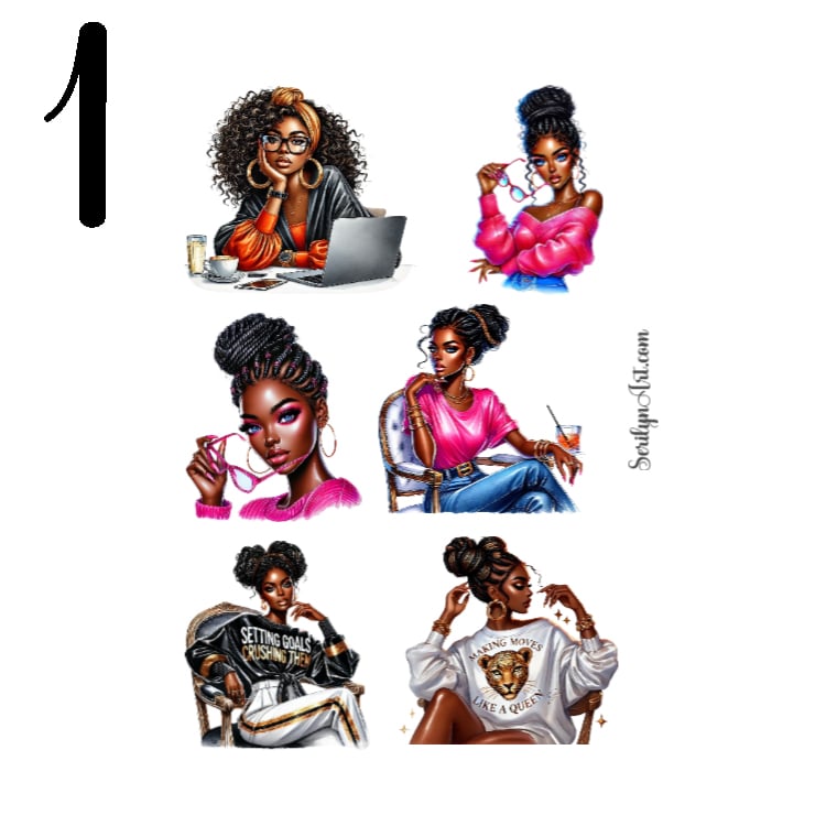 Fashionable Melanin Girls Sticker Sheet