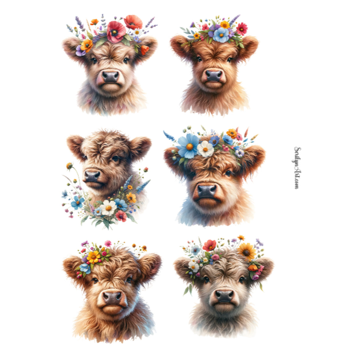 Floral Cows Sticker Sheet