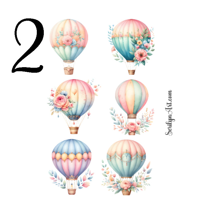 Floral Hot Air Balloons Sticker Sheet
