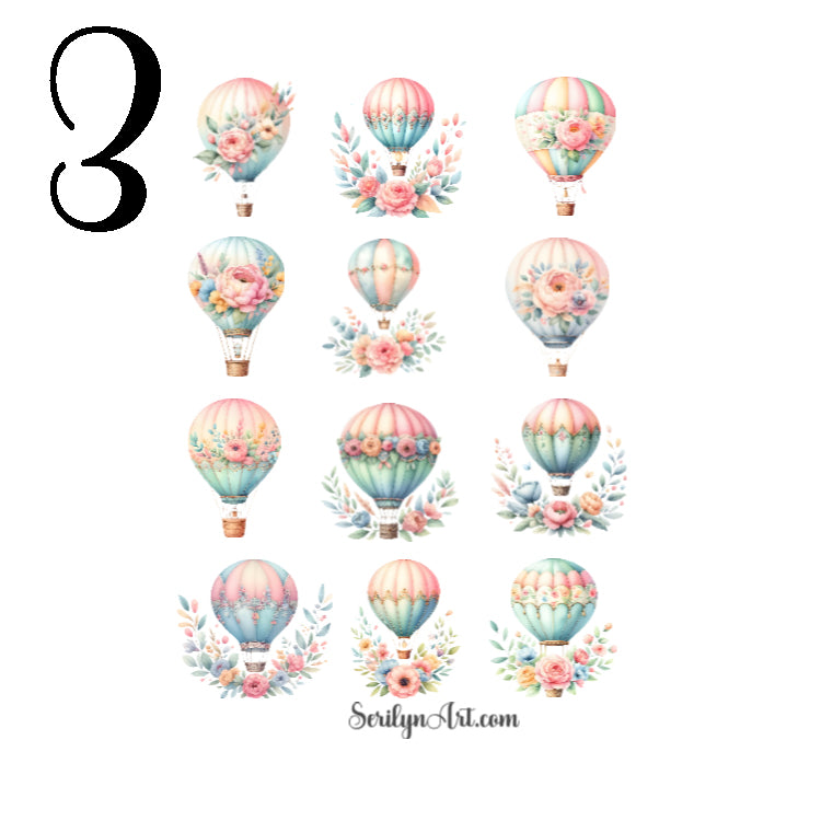Floral Hot Air Balloons Sticker Sheet