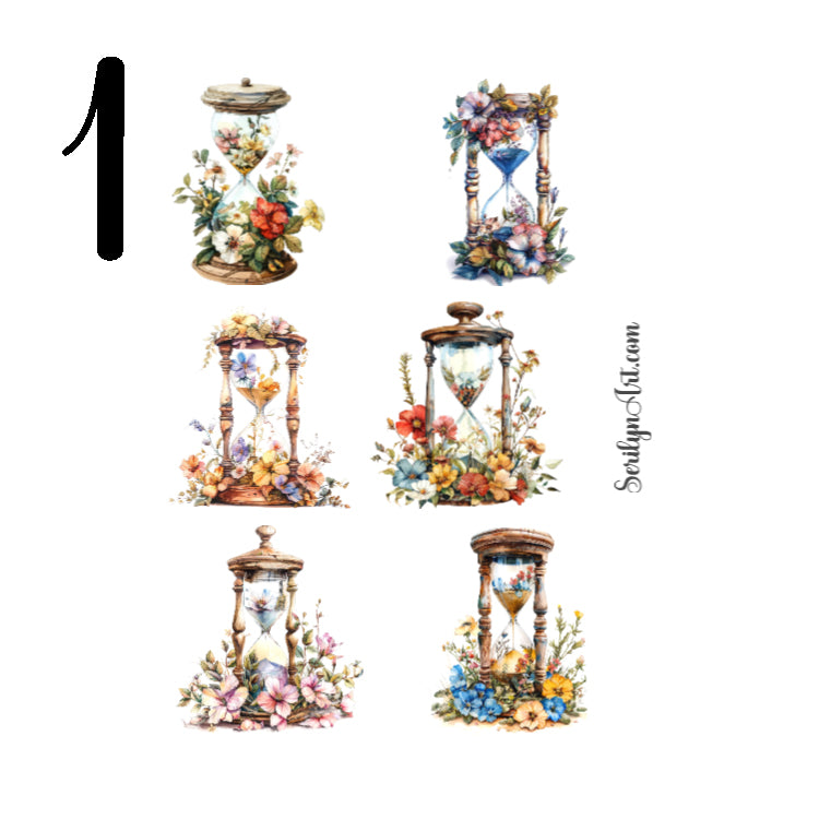 Floral Hourglasses Sticker Sheet