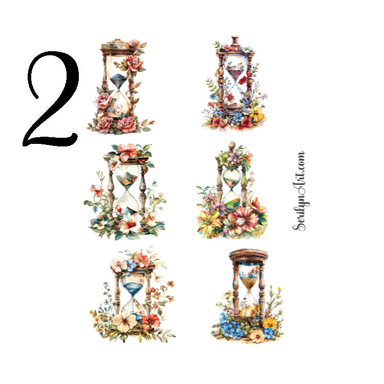 Floral Hourglasses Sticker Sheet