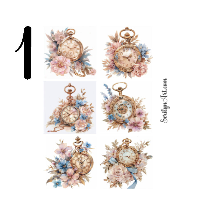 Floral Pocketwatches Sticker Sheet