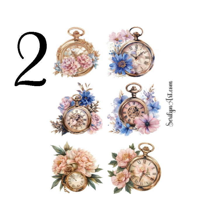 Floral Pocketwatches Sticker Sheet